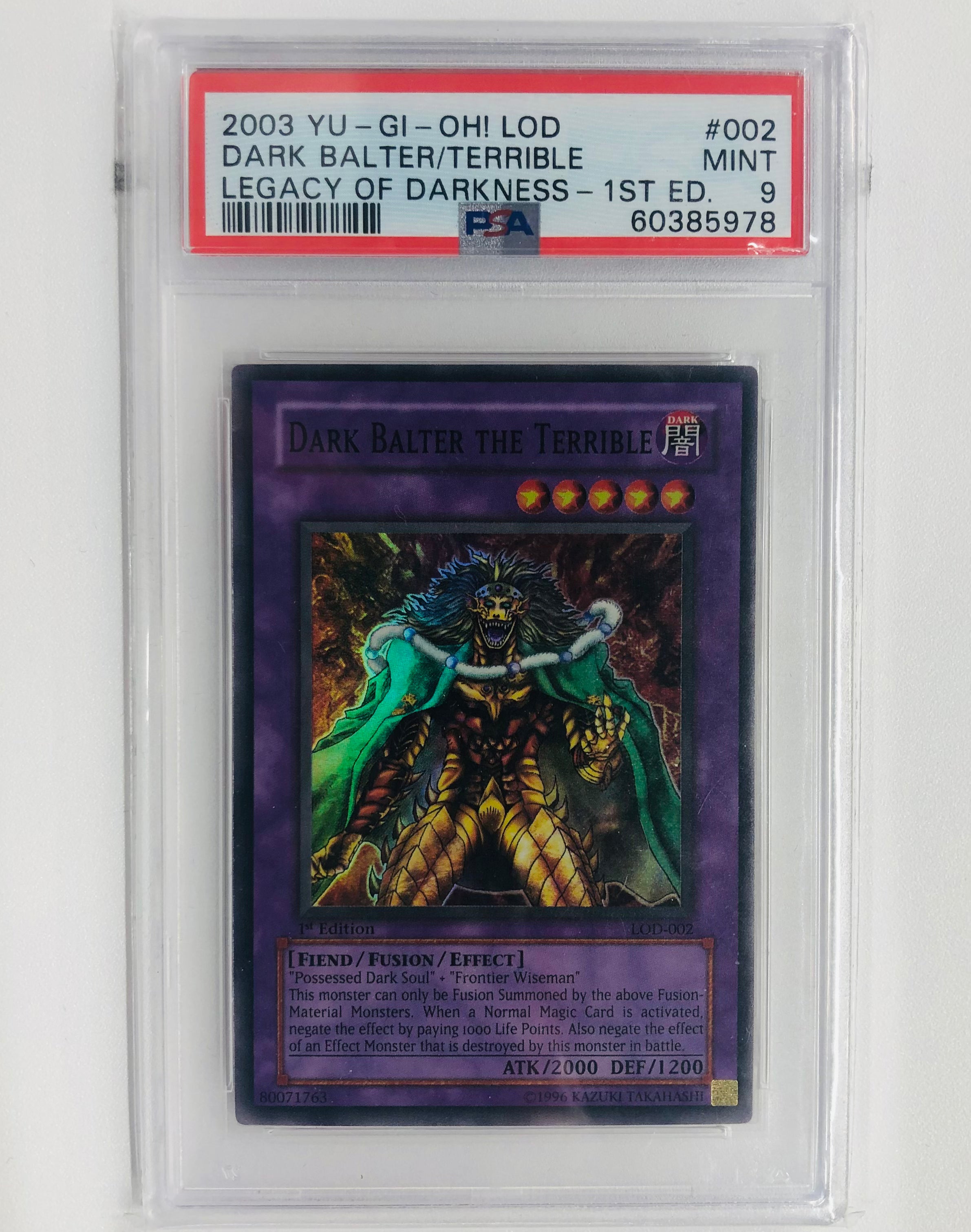 2003 Yu-Gi-Oh Dark Balter 1st Ed #002 PSA Mint 9