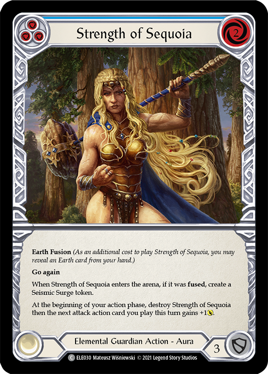 Strength of Sequoia (Blue) [ELE030] (Tales of Aria)  1st Edition Rainbow Foil
